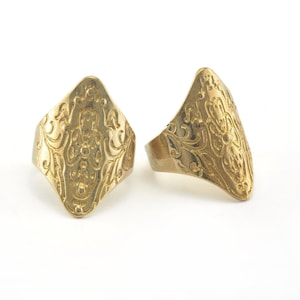 Rhombus Ring Adjustable Ring Raw brass (18.5mm 8.5US inner size) OZ2818 28mm