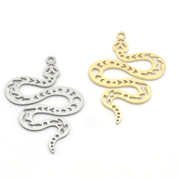 Snake Moon Sun Charms Pendentif Laiton Brut, Acier Inoxydable 33mm 0.5 mm 1 trou Résultats 4599