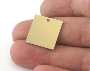 Square Tag Raw Brass 18mm 1 hole Charms ,Findings 3989-251