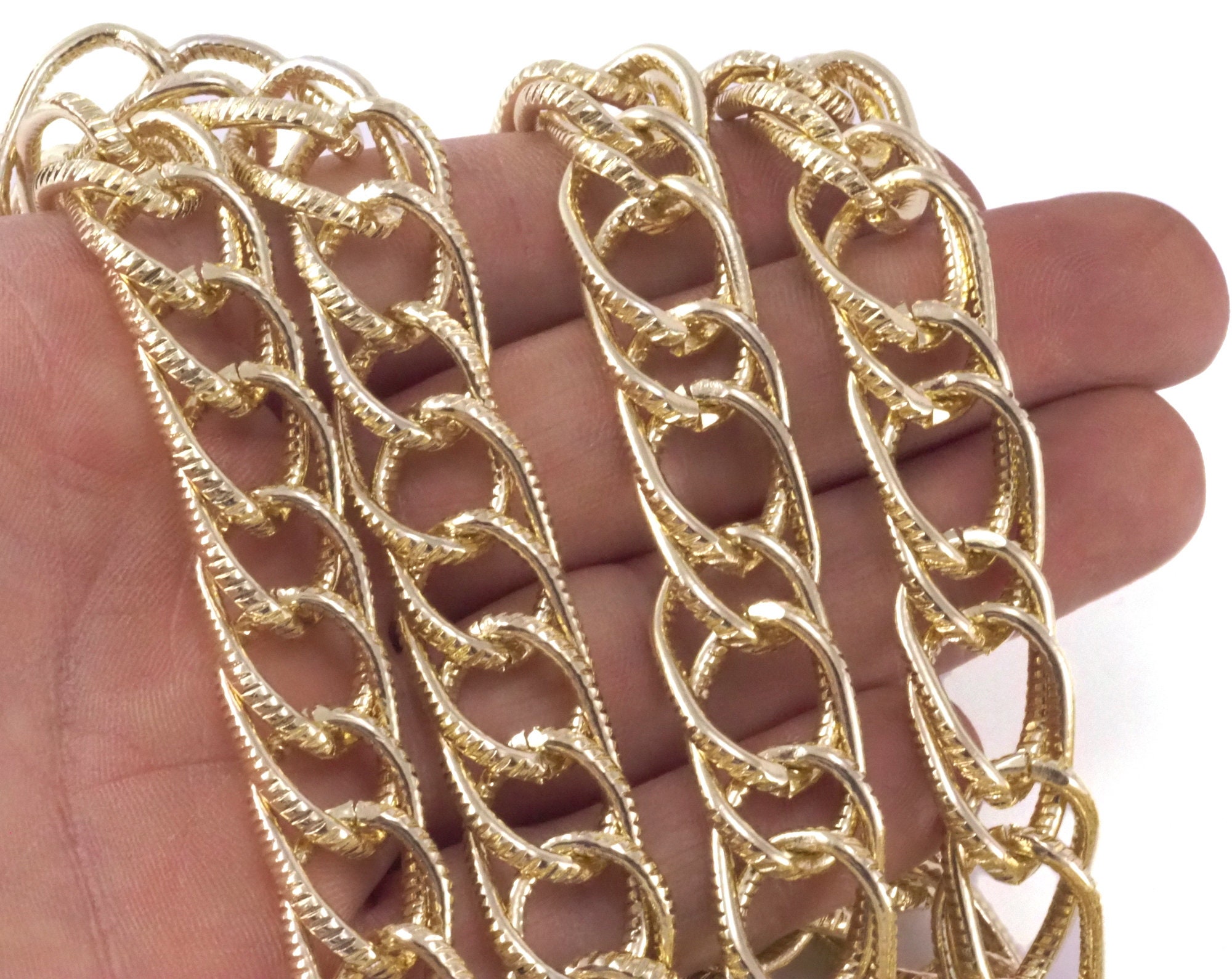 Aluminum Twin Gold Chain 14mm Gold 