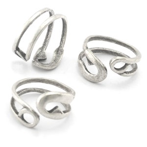 Verstelbare ring met veiligheidsspeld Antiek verzilverd messing (7-9 US binnenmaat) Oz4334