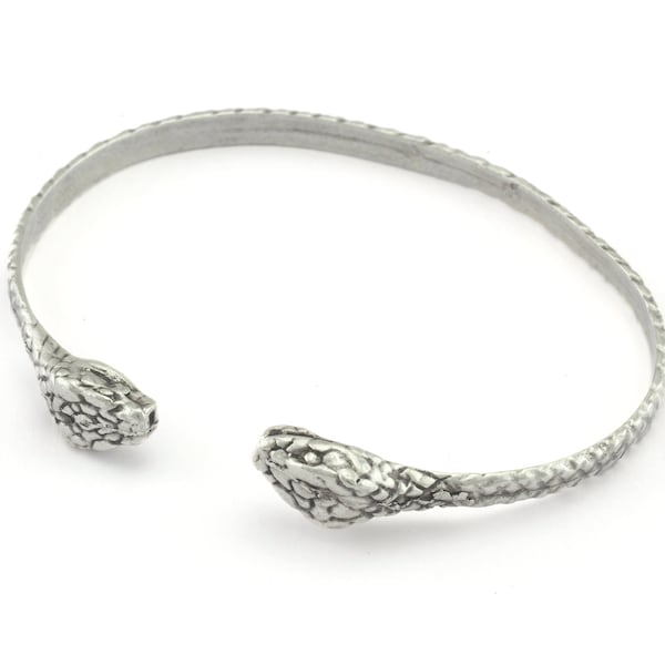 Snake Bracelet Antique Silver Plated Brass Large (70mm inner size - Adjustable ) OZ4384