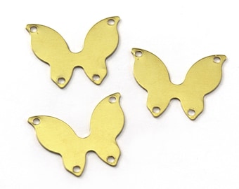 Butterfly 12x15mm 4 holes Shiny Gold plated brass connector findings charms blanks  4753