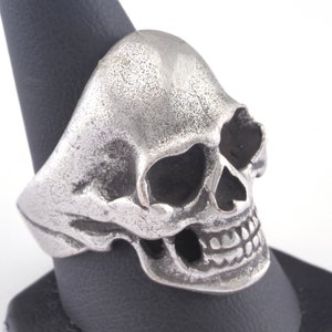 Skull Ring Adjustable Ring Antique Silver Plated Brass (19mm 9US inner size) OZ2928