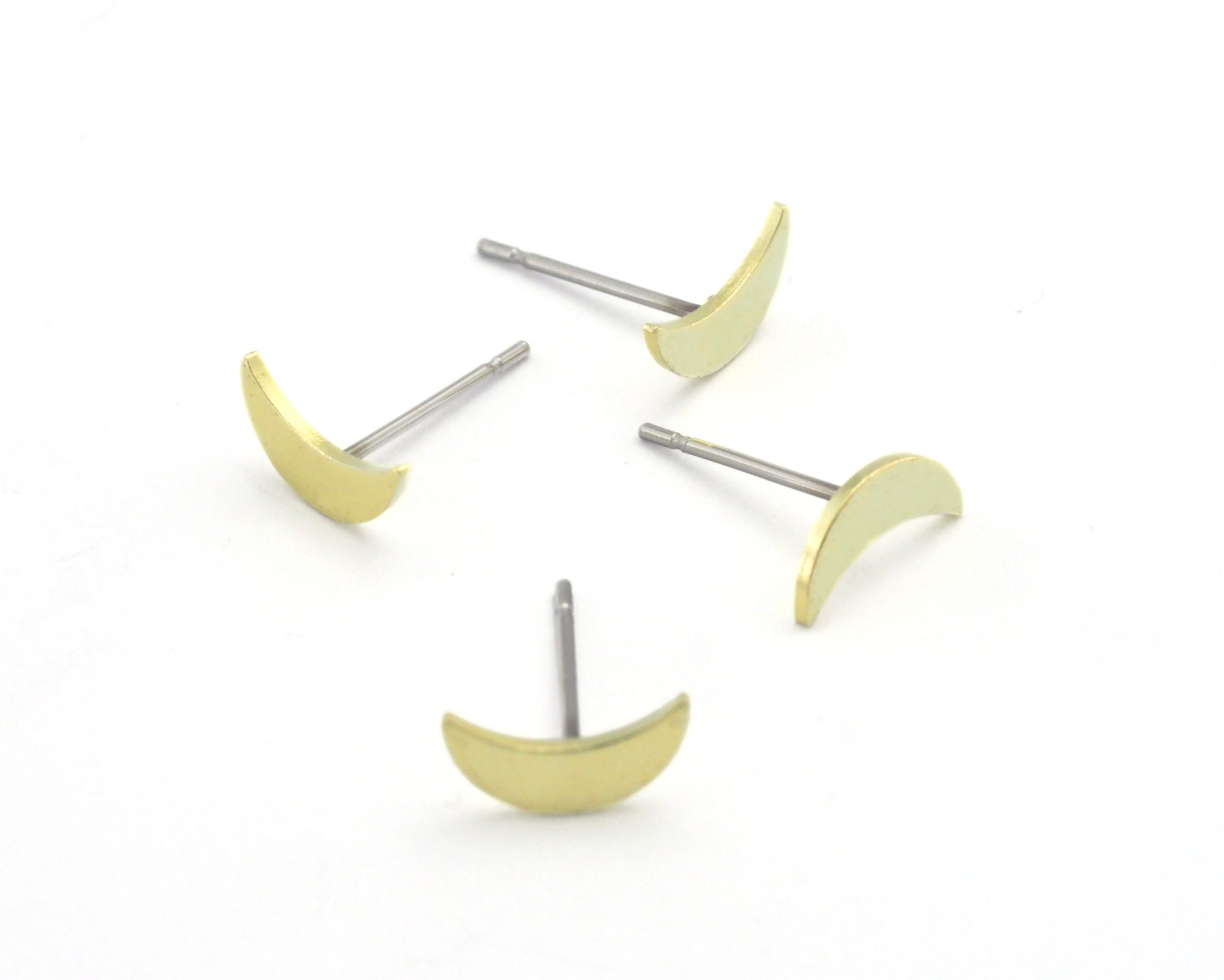 Crescent Earring Stud Post Raw Brass 9mm Earring Blanks 688 - Etsy
