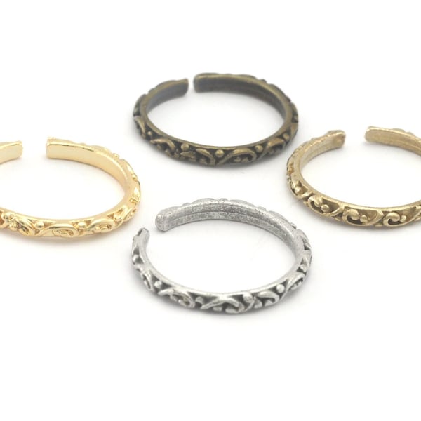 Minimalistischer verstellbarer Ring (Rohmessing / Antikes Silber / Antik Bronze / Glänzendes Gold überzogen) Messing (16.5mm 6US innere Größe) OZ616