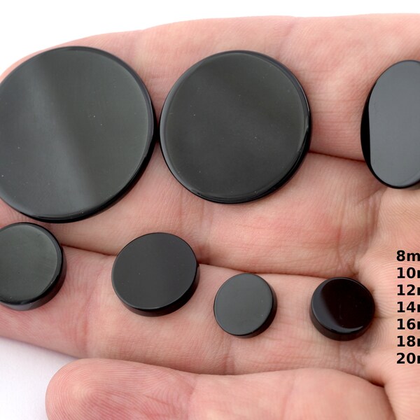 Natural Coin Onyx Round Flat Cabochons 8-10-12-14-16-18-20 -25- 30 mm - no hole 50-9
