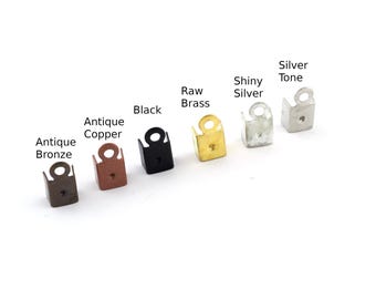 Brass Fold Over Cord End Tips, 4mm Leather Crimp End -1922
