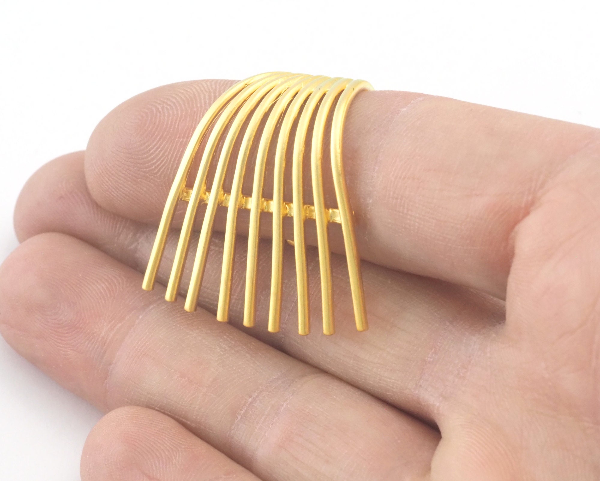 Statement Ring Adjustable Comb Ring Matte Gold Plated Brass Etsy UK
