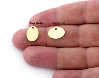Oval stamping blank, tag connector charms, pendant  Raw Brass 14x10mm 1 hole  5520