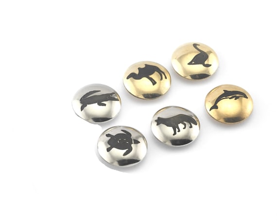 Laser Engraved Logo Chicago Screws, Raw Brass Studs (15x11mm) -CSC7 1844
