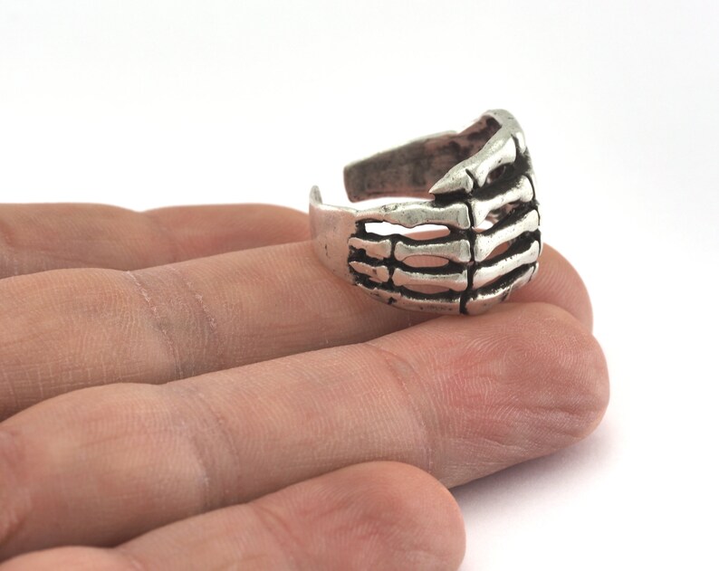 Ring Skeleton Hand Adjustable Ring Antique Silver Plated Brass - Etsy