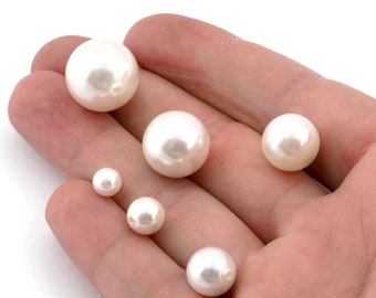 Half Drilled Sphere Pearls Beads White Majorca Pearl