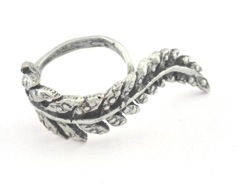 Leaf Adjustable Ring Antique Silver Plated brass OZ3263 20mm 10US inner size