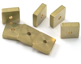 Square Stamping 10x3mm raw brass Middle hole (2mm hole) 2357