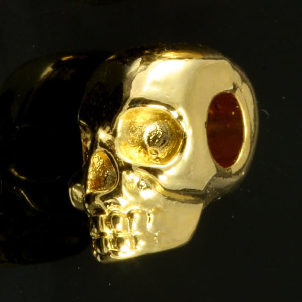 Gold plated Skull Pendant  11x8mm (hole 3mm) Skull Findings spacer bead bab323