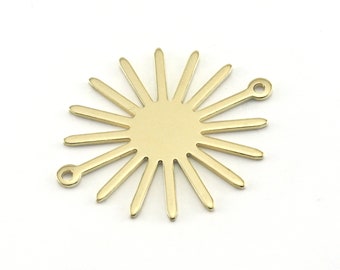 Sun Charms Connector 25x27mm 2 holes Raw brass findings R199-145