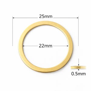 Thin Metal Ring 25mm Outer 22mm Inner 0.5mm Thick, Silver Tone & Raw Brass Circle, Jewelry Connector Ring, Minimalist Findings 450R-66 image 2