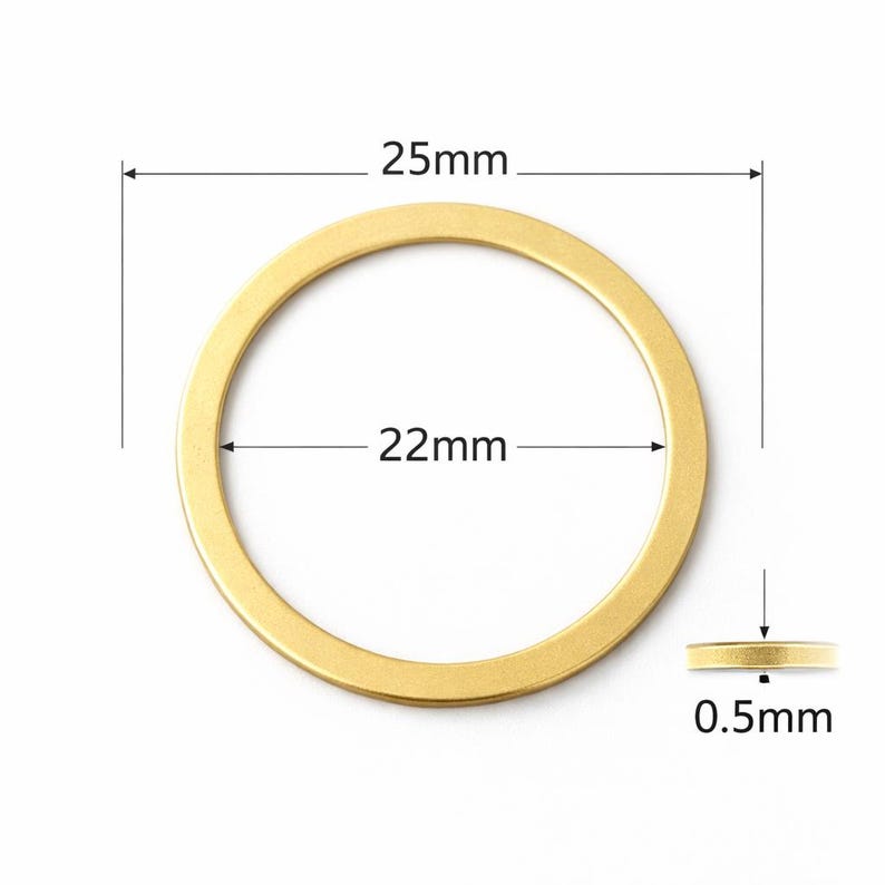 Thin Metal Ring 25mm Outer 22mm Inner 0.5mm Thick, Silver Tone & Raw Brass Circle, Jewelry Connector Ring, Minimalist Findings 450R-66 image 2
