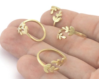 Minimalist Ring Flower Ring Small rings Adjustable Ring Raw Brass (3US 5US inner size) Oz4356