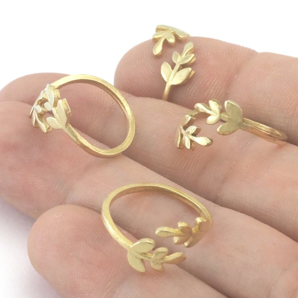 Minimalist Ring Flower Ring Small rings Adjustable Ring Raw Brass (3US 5US inner size) Oz4356