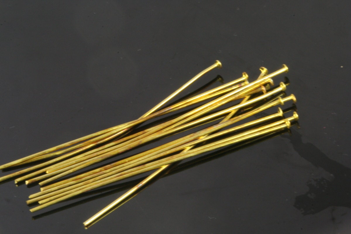 Brass head pin 100 pcs 60 mm 20 gauge 080 mm raw brass Etsy
