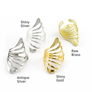 Feather Wing Ring Raw brass - Antique silver plated - Shiny Gold - Shiny Silver plated Brass (6-9US Adjustable size) 4204