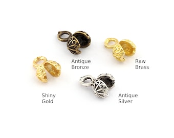 Brass Fold Over Crimp Ends, Bead Knot Covers (9x5mm) -310S-7 306
