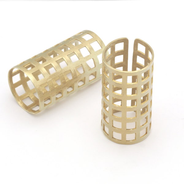 Tube Mesh Ring Adjustable Ring 40mm Raw brass ( 8US 12US inner size) OZ4621