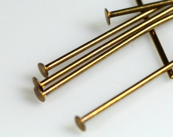 Brass head pin 100 pcs 50mm 2" 20 gauge( 0,80mm ) antique brass tone brass headpin HA5020-27