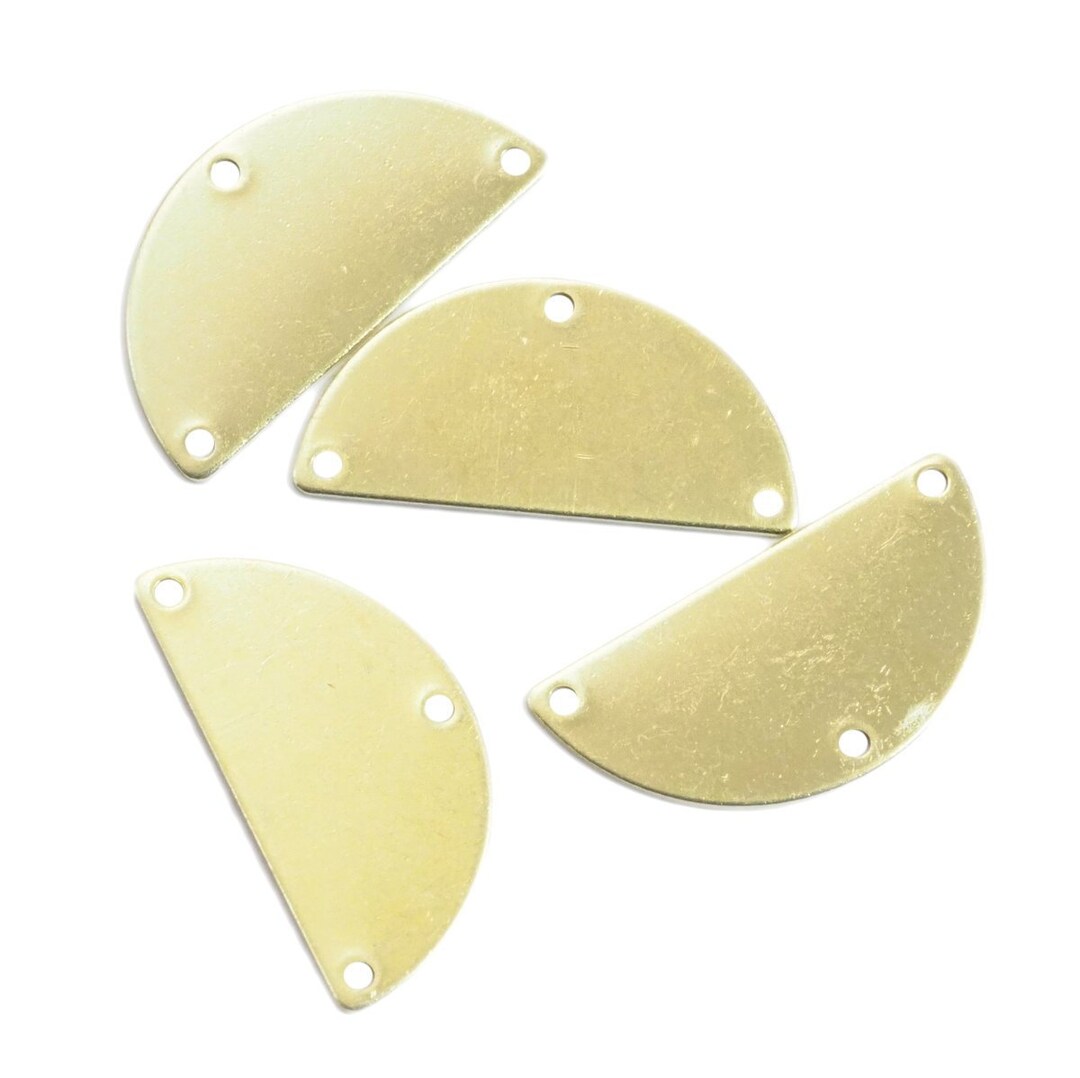 Brass Semi Circle Blanks Half Moon Shape 3 Hole 30x15x0.8mm Raw Pendant ...