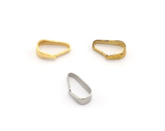 Raw Brass Pinch Bails, Pendant Connectors, Necklace Clasps (10x5 mm) - 1083 R10