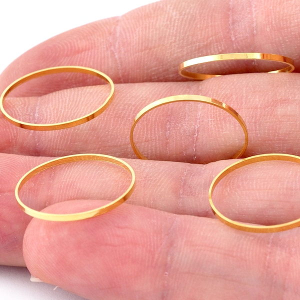Hoops Circle Links, Seamless Ring Circle Connectors for Jewelry Making 18mm US6.5 gold plated brass bab 1676
