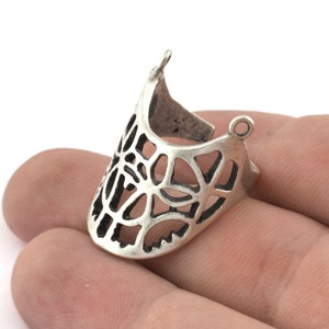 Web Ring with loops Antique Silver Plated Brass (18.5mm 8US inner size) 5145