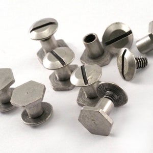 rivetti a vite, vite chicago 8x6,5 mm borchie in ottone placcato argento antico, / vite concho, insolito reperto steampunk, bullone da 1/8" CSC6 481
