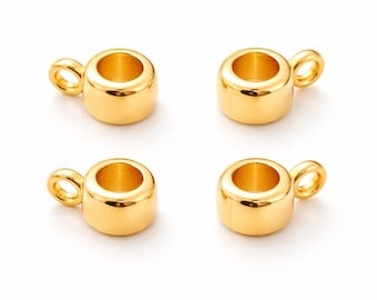 Suporte para pingente banhado a ouro 9 x 6 mm – Conector de liga metálica para pingente – Acessório para fabricação de joias (40 unidades)