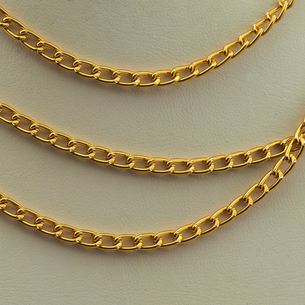 Gold anodized Aluminum Sparkle Bright Faceted Curb Chain 3,5x5,5mm z095