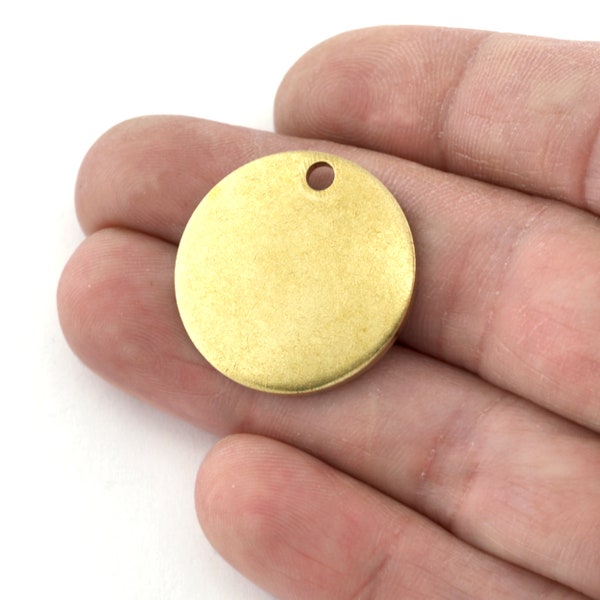Disc Round Thick Circle Blank 25mm Raw brass findings stampings (Big Hole Hole 3mm) 2558