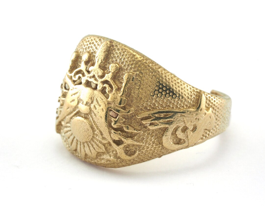 Signet Ring Adjustable Ring Raw Brass (20mm 10US Inner Size