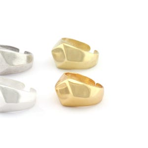 Gewelfde vierkante koperen ring – verstelbare statement-sieraden -3380