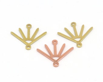 Sun Charms 18x15mm Raw Copper - Brass - Brushed Brass two hole findings S195-60