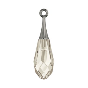 Pendente a goccia pura 6532 Swarovski® cristallo argento (mezzo foro) con tappo a tromba 31,5 mm