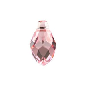 May include: A pink faceted crystal pendant with a hole at the top for stringing.