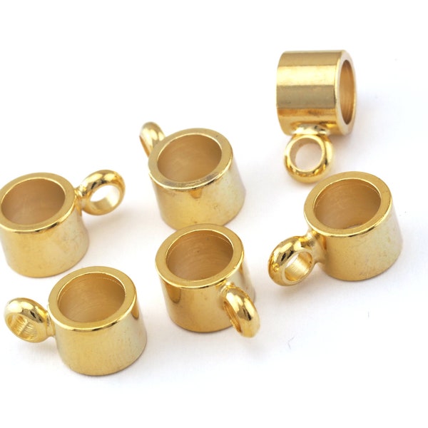 Gold Plated Brass Bail Beads, Charm Pendant Connector (12x8mm, 6mm inner loop) -2538
