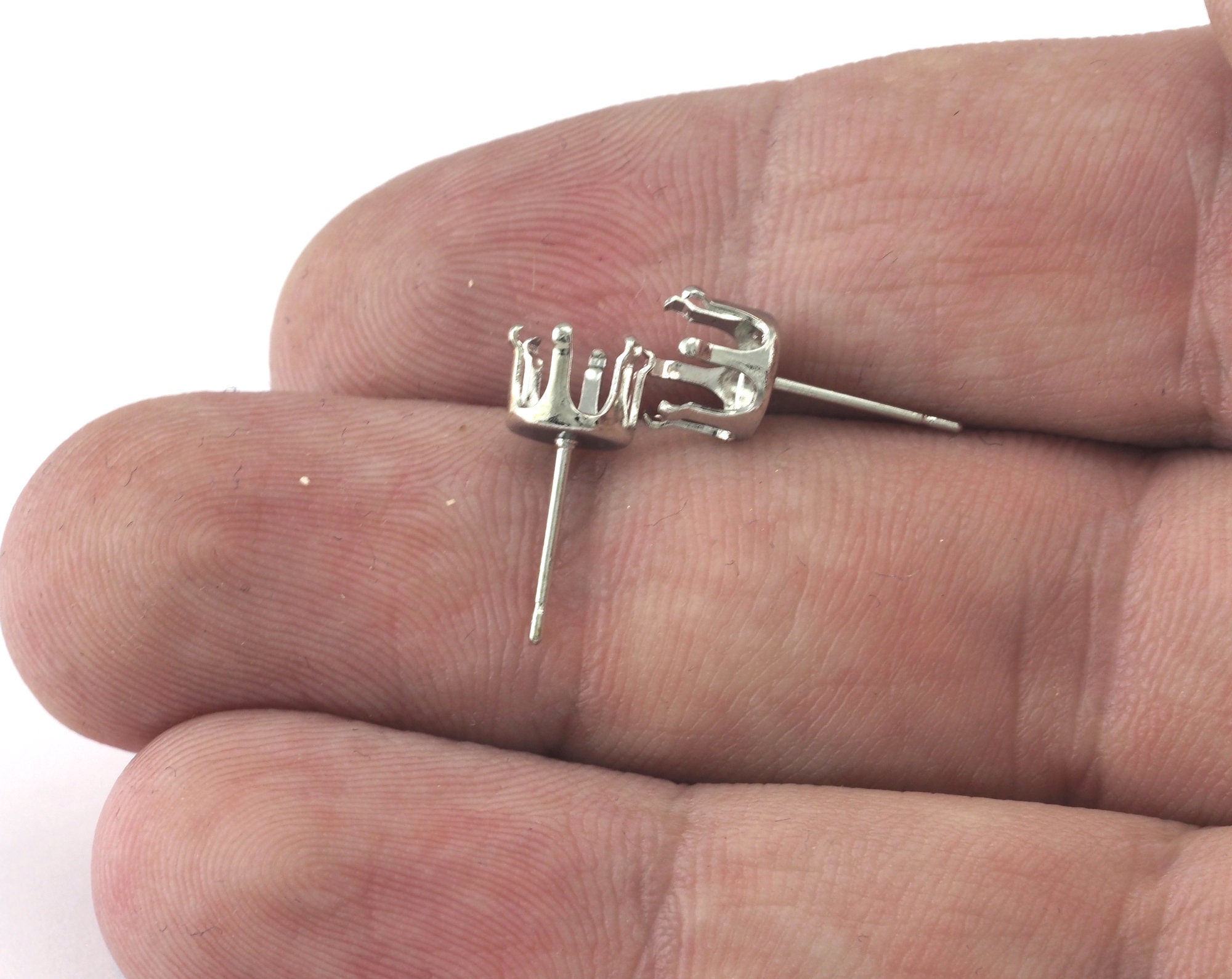 Earring Posts Stud Silver Tone Plated Brass with Crystals or Etsy UK