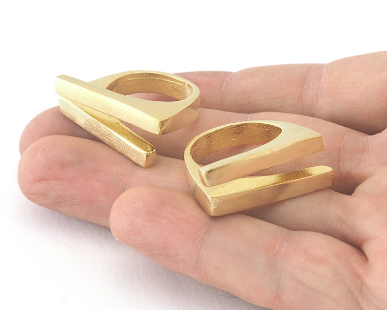 Rectangle Bars Adjustable Ring Raw Brass 18.3mm 8US Inner Etsy