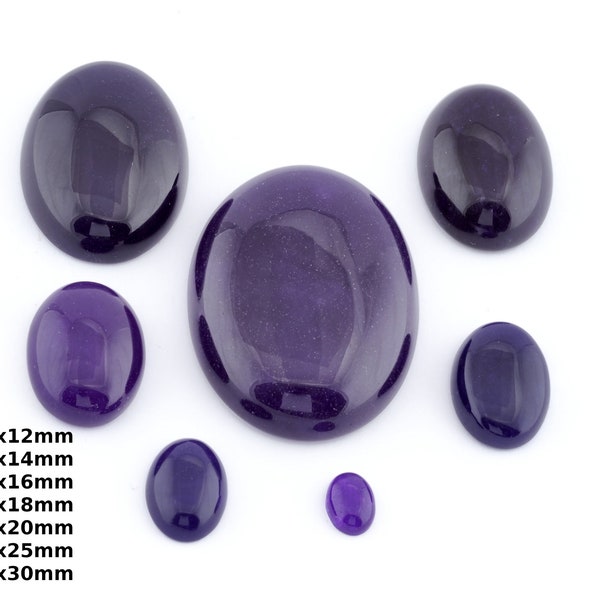 Lilac Purple Oval Dome Cabochon quartz Dyed Flat Back CAB94-6