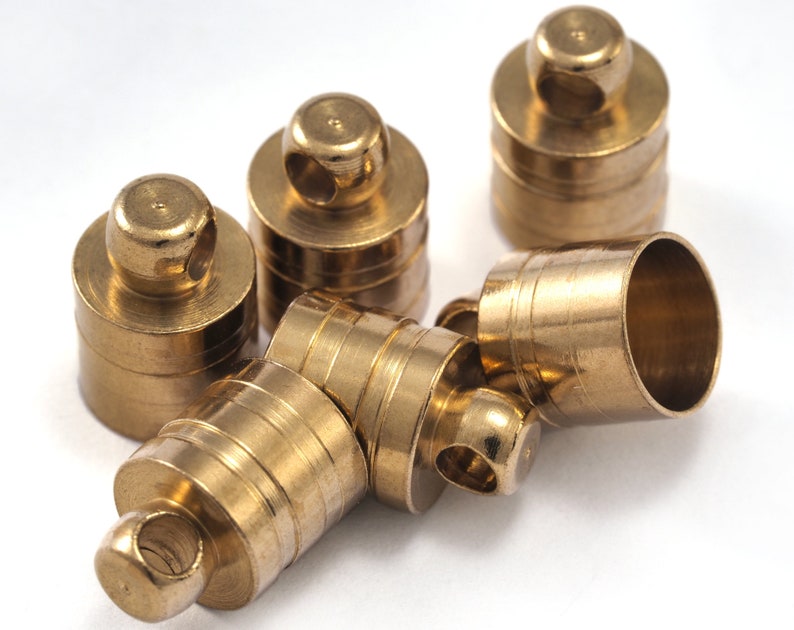 Raw Brass Cord Tip Ends 7x10mm 6mm Inner With Loop Ribbon Etsy