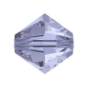 May include: A single, faceted, lavender-coloured glass bead with a round hole in the centre.
