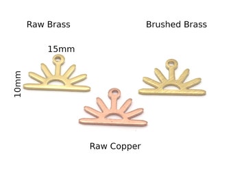 Sun Charms 15x10mm 1 hole Raw Copper - Brass - Brushed Brass findings S166-38